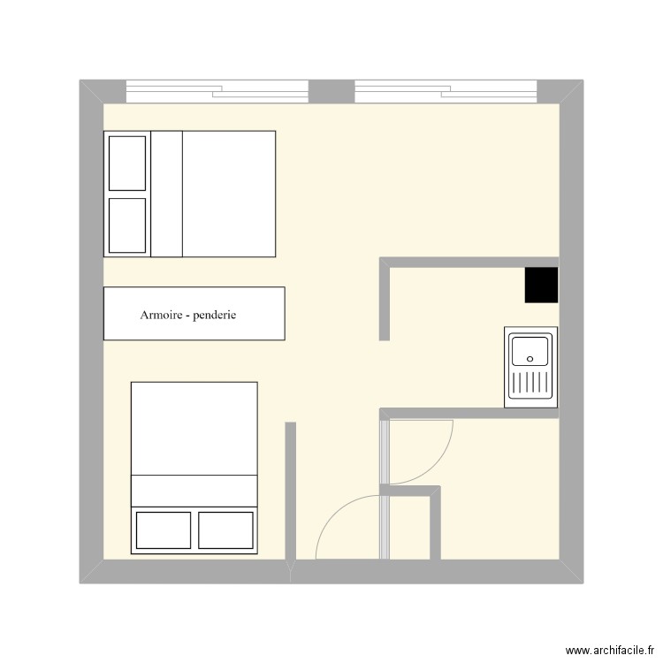 Lavandou 2. Plan de 1 pièce et 25 m2