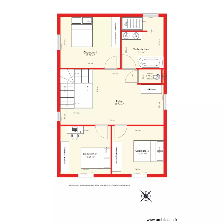 BI1660 &eacute;tage c&ocirc;t&eacute;. Plan de 