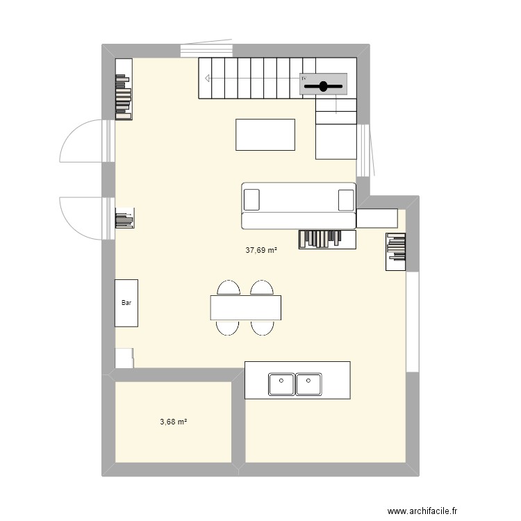 living02. Plan de 2 pièces et 41 m2