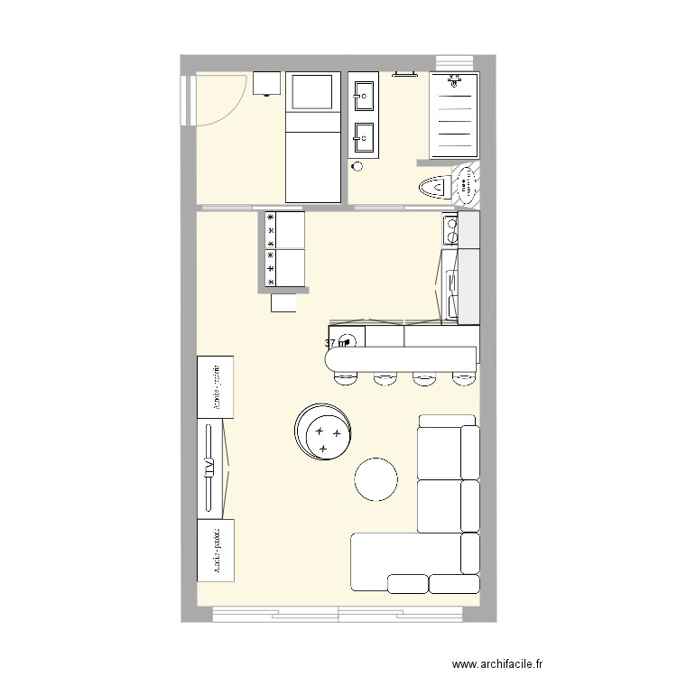 Studio Maison 4. Plan de 1 pièce et 37 m2