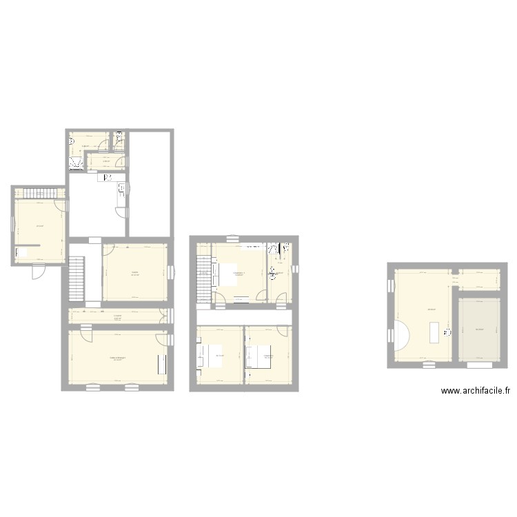 Lournieres. Plan de 14 pièces et 222 m2