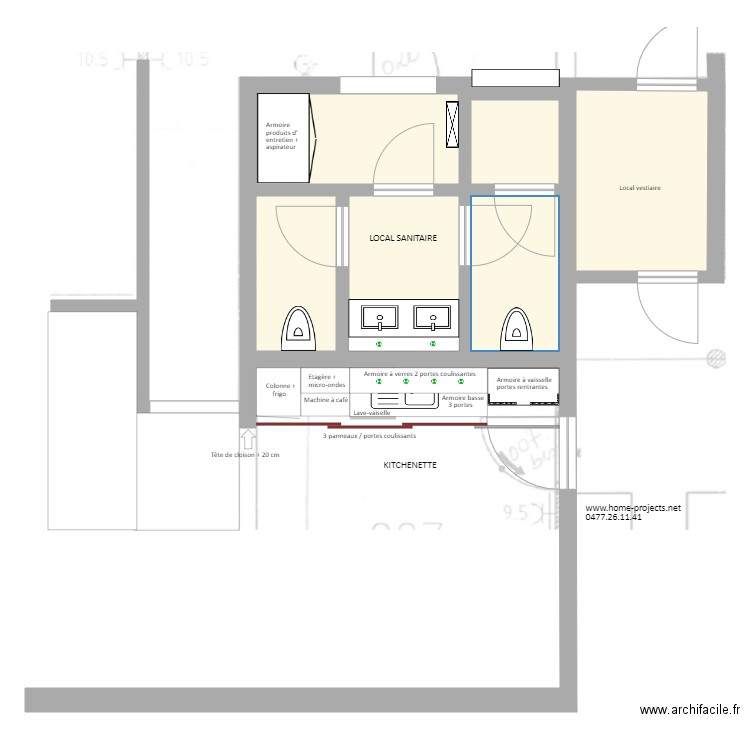 GFI Kitchenette RDC  . Plan de 6 pièces et 159 m2