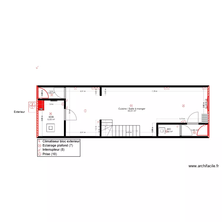 EDKHISSI RDC PRO. Plan de 5  et 43 m²