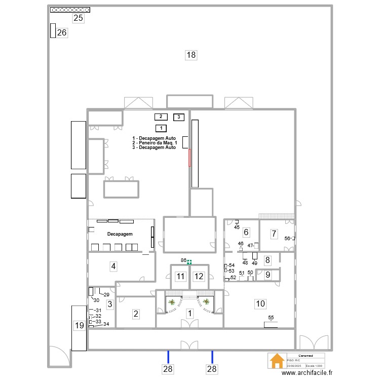 Maquina auto decapagem. Plan de 21 pièces et 3018 m2