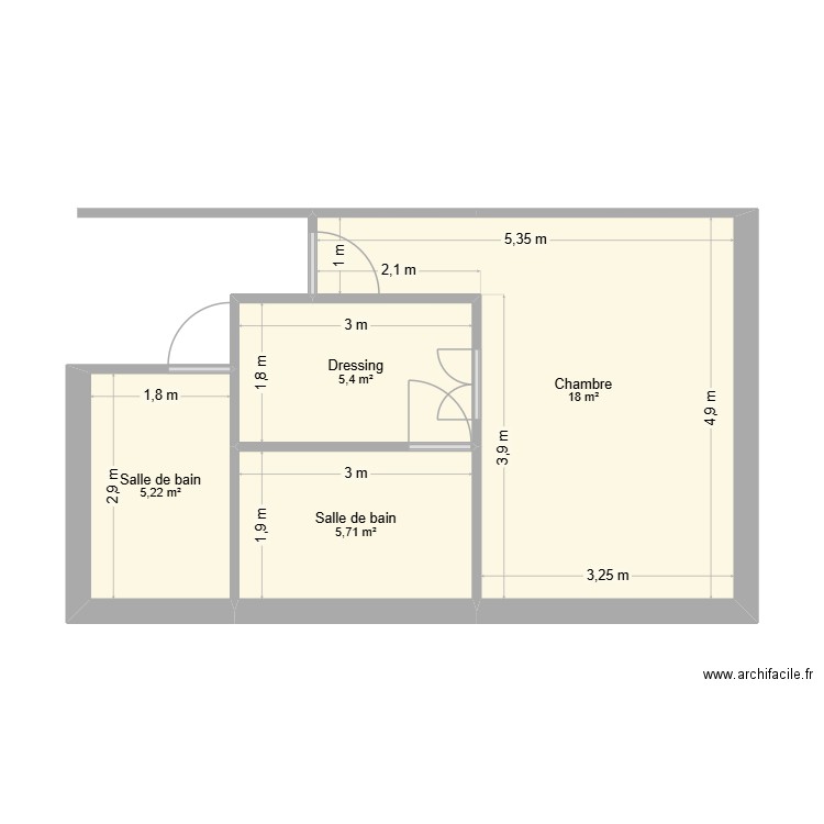MAISON. Plan de 4 pièces et 34 m2