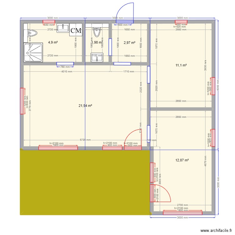 4м 2. Plan de 0 pièce et 0 m2