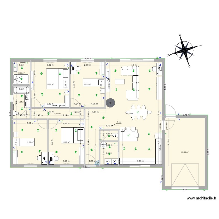 plan interieur elec. Plan de 11 pièces et 133 m2