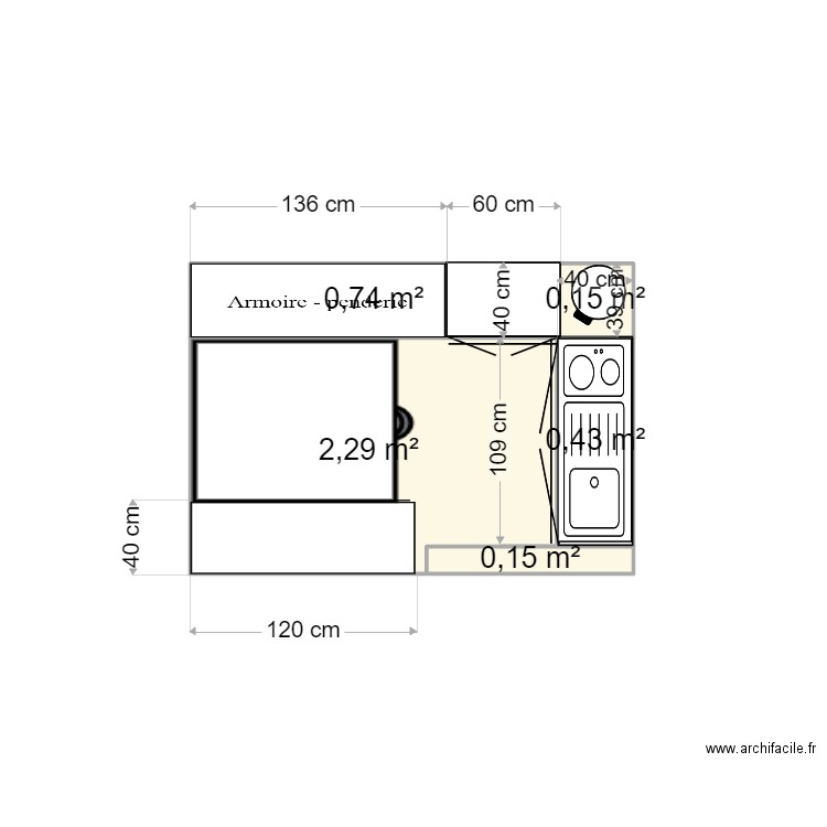 van repas. Plan de 5 pièces et 4 m2