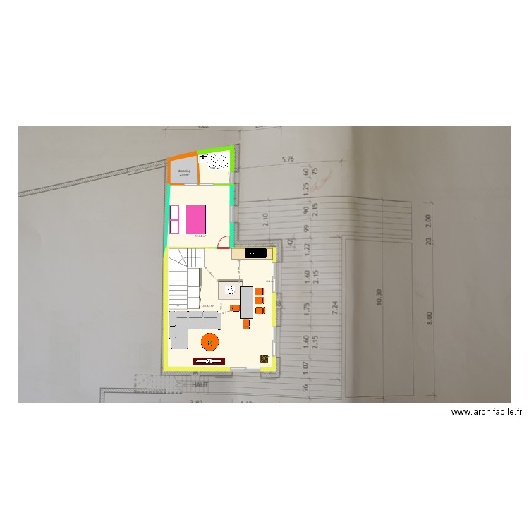 cuisine ilot en L. Plan de 0 pièce et 0 m2