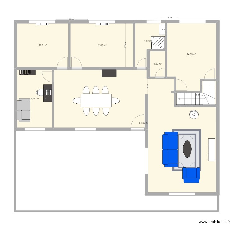 Plan Maison Ve. Plan de 8 pièces et 111 m2