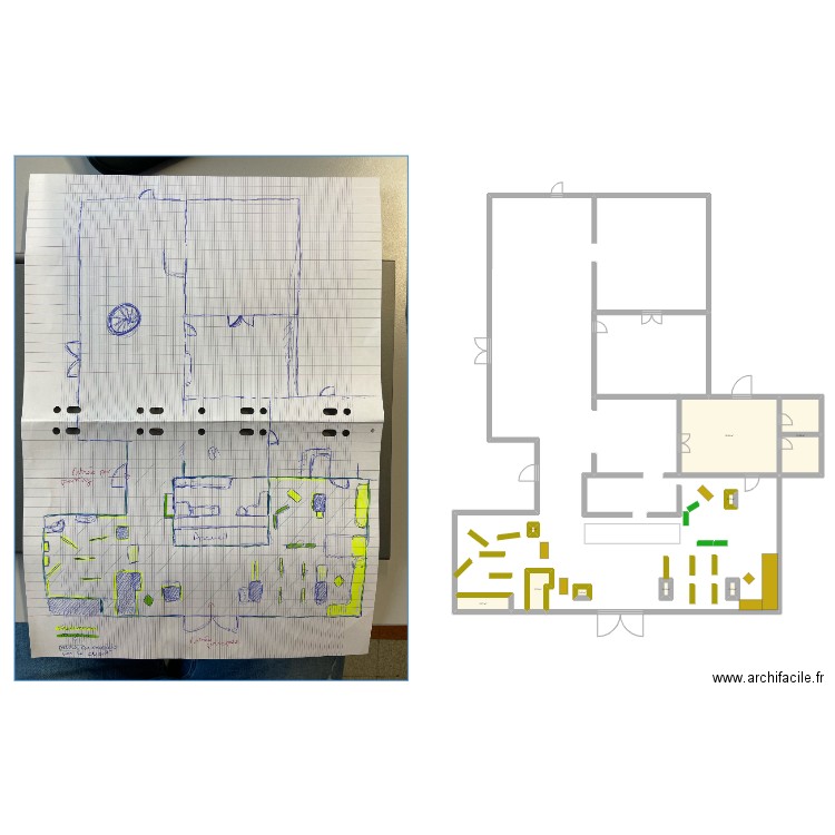 plan magasin. Plan de 9 pièces et 59 m2