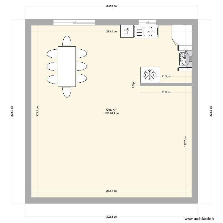 cuisine charles. Plan de 1 pièce et 55 m2