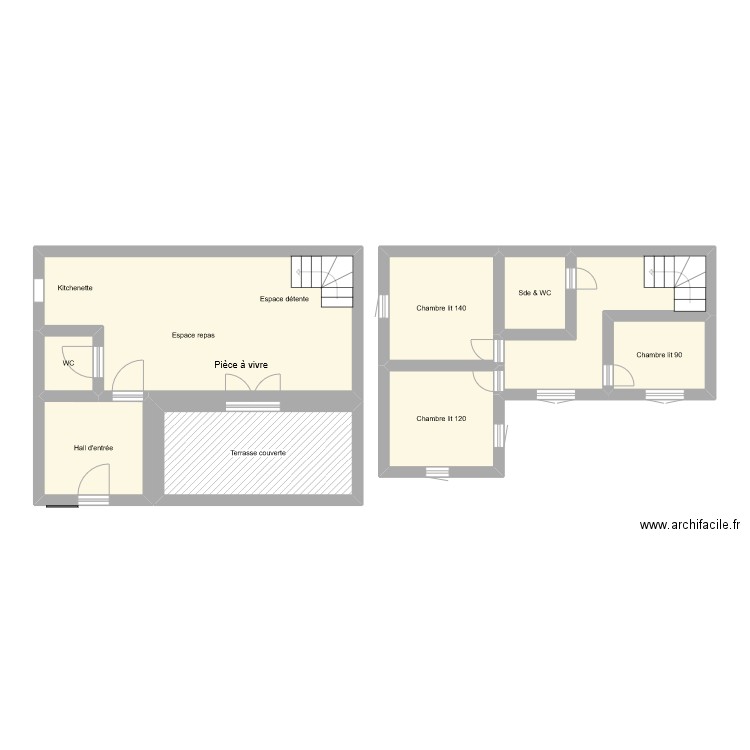 GR1256. Plan de 9 pièces et 72 m2