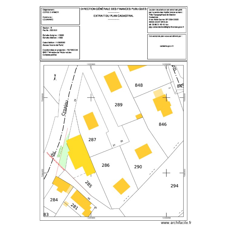 Plan cadastral avec alignement. Plan de 0 pièce et 0 m2