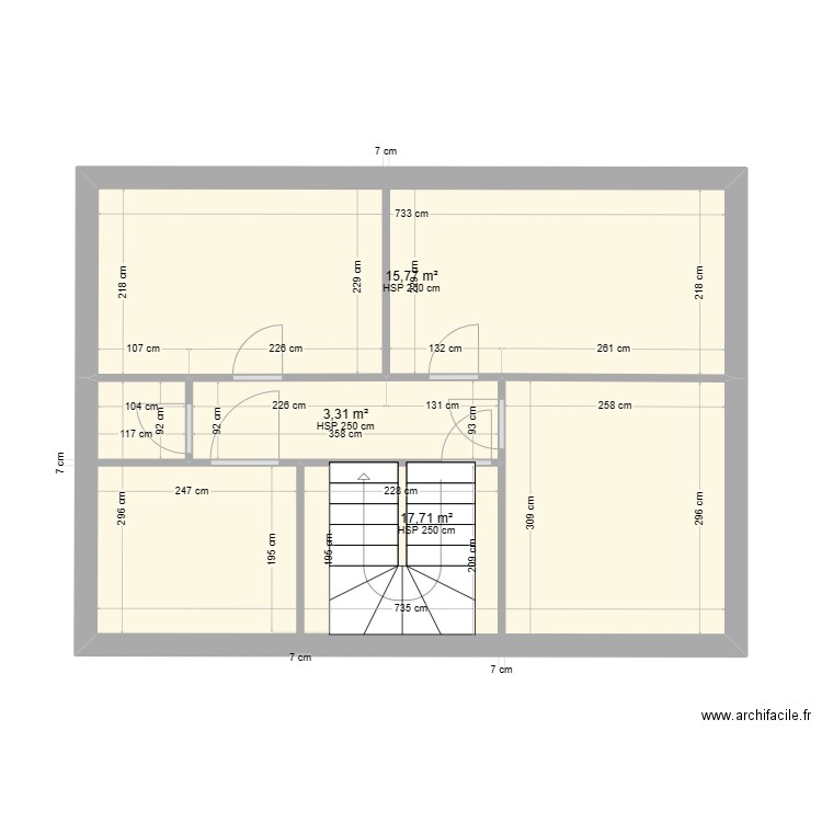 RACAT BORDRON etage. Plan de 3 pièces et 37 m2