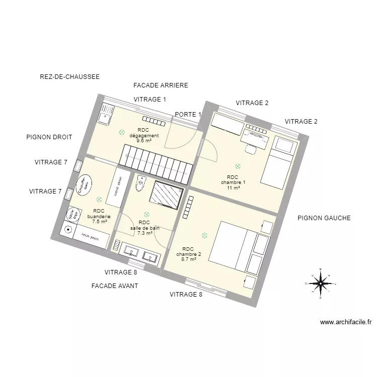 plan RDC Ad&egrave;le B. Plan de 