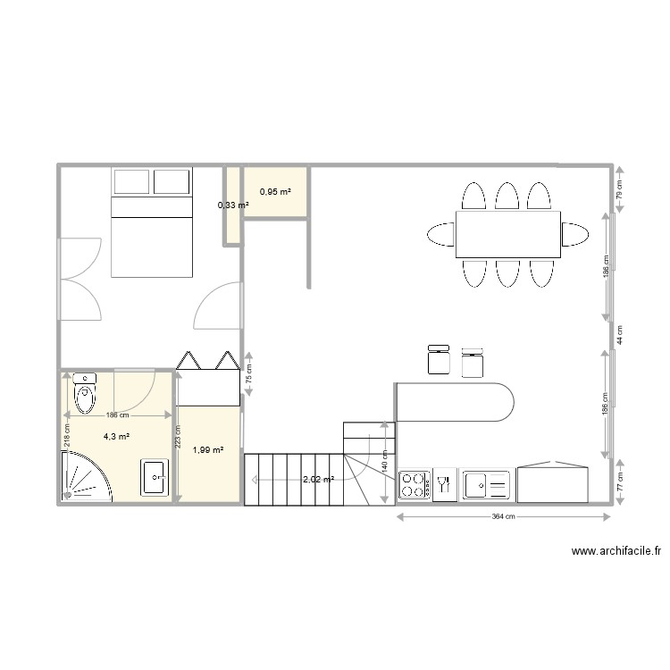 Pis 0 Cuina Menjador modificat v1. Plan de 5 pièces et 10 m2