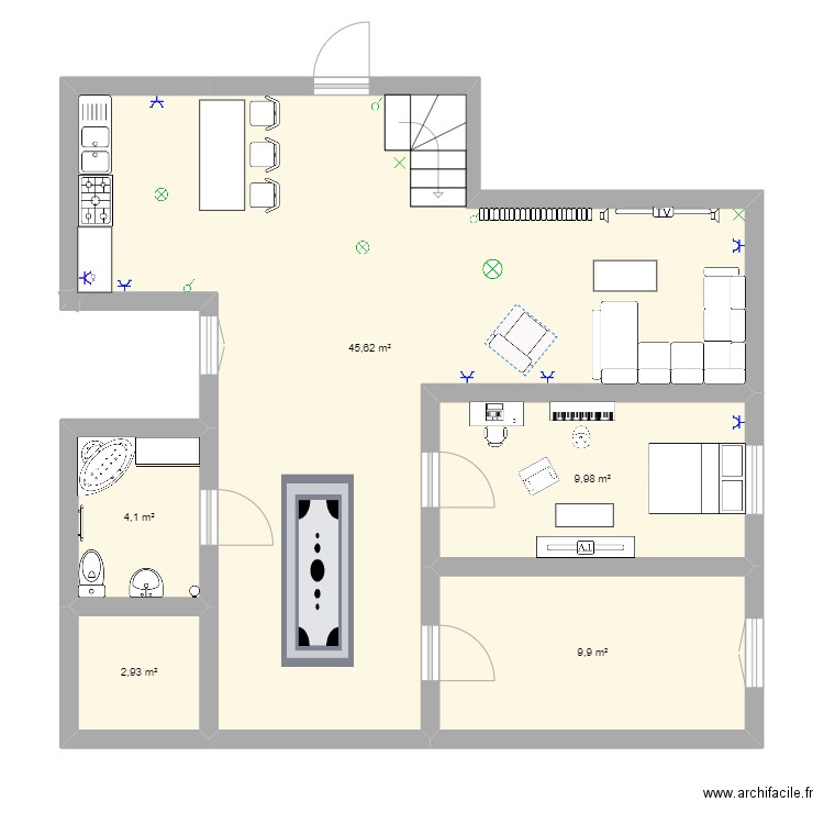 maison 1. Plan de 5 pièces et 73 m2