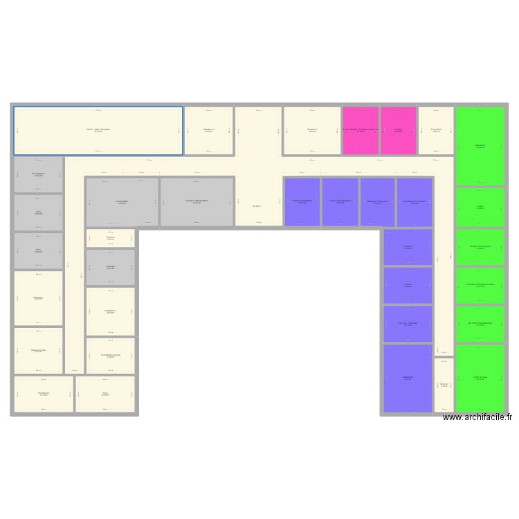 Plan Test. Plan de 35 pièces et 661 m2