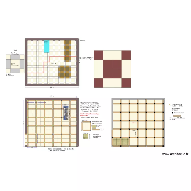 Carrelage. Plan de 
