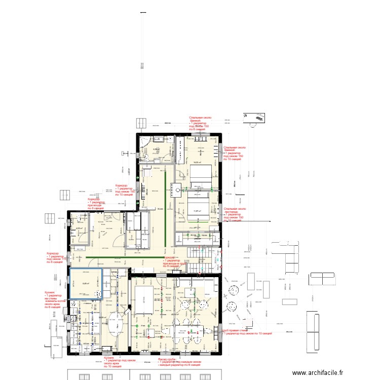 Plan Upirvichi - eclairage 1907. Plan de 10 pièces et 175 m2