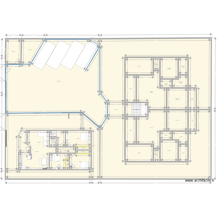 lasboom sousbassement. Plan de 41 pièces et 890 m2