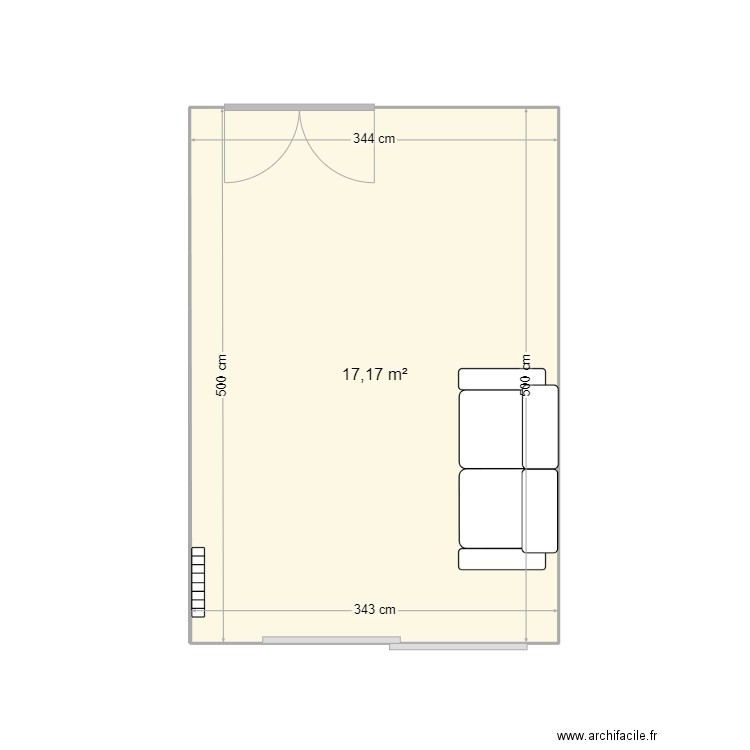 Chambre. Plan de 1 pièce et 17 m2