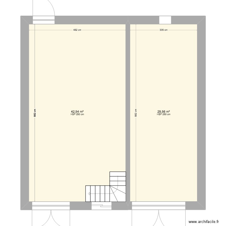 rdc vide emmanuelle. Plan de 2 pièces et 72 m2