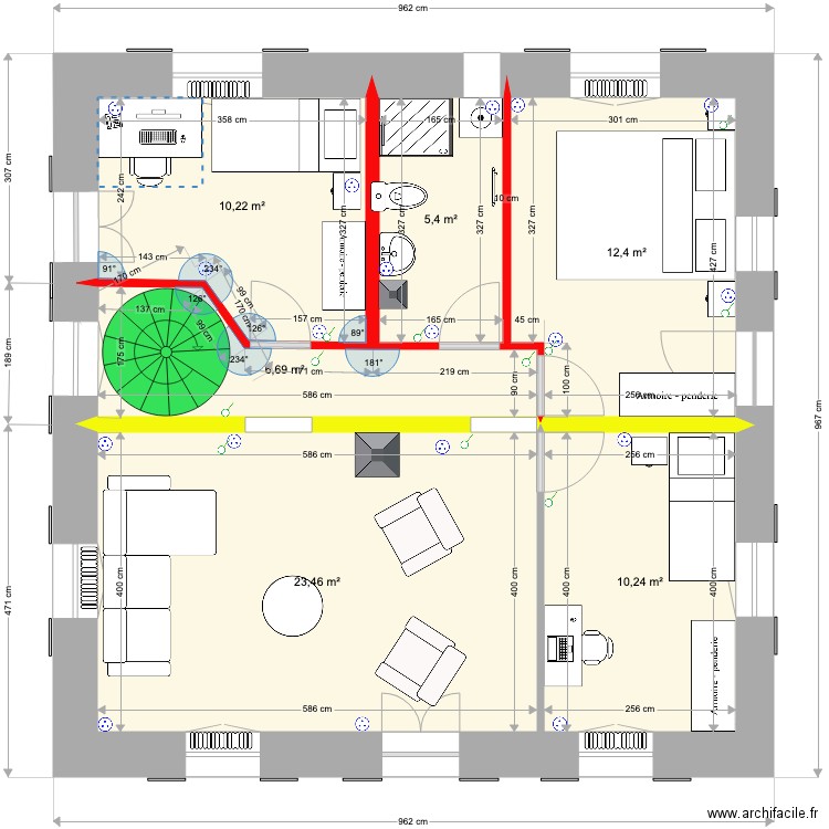 2e étage version pour escalier. Plan de 0 pièce et 0 m2