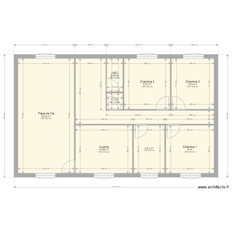 CHAPERON. Plan de 9 pièces et 85 m2