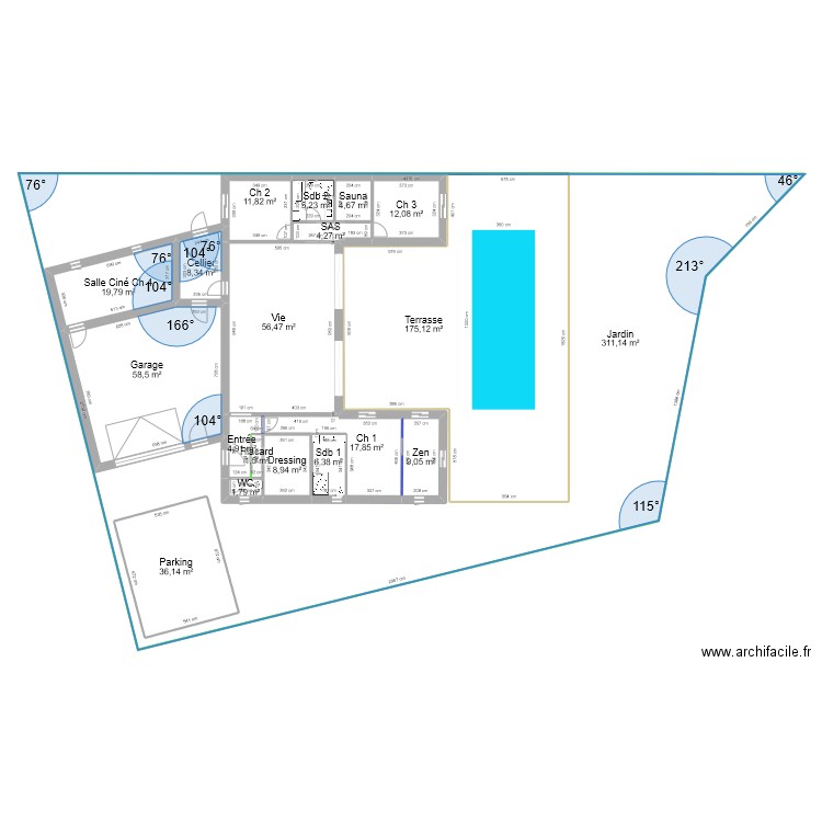 Plan 13. Plan de 19 pièces et 1244 m2