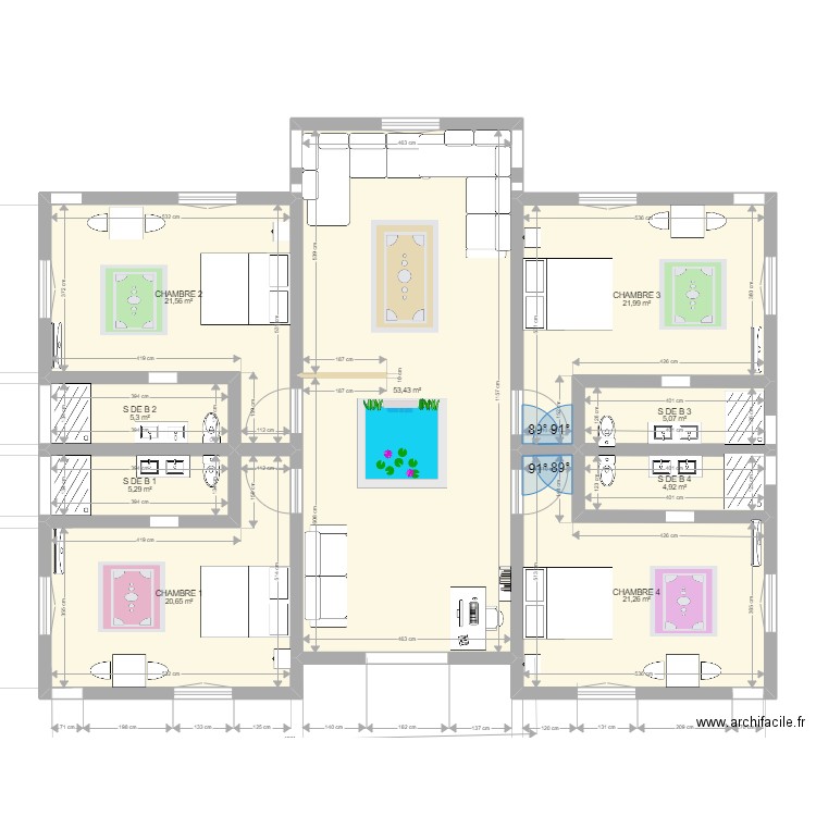 LILI RIAD RDC SIMULATION MEUBLE. Plan de 9 pièces et 159 m2