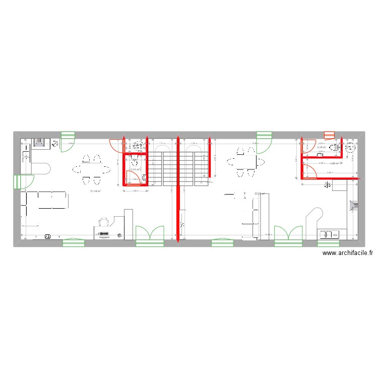 LASSUS rdc version 1. Plan de 6 pièces et 118 m2