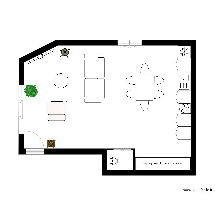 plan Nobles rdc salon cuisine. Plan de 0 pièce et 0 m2