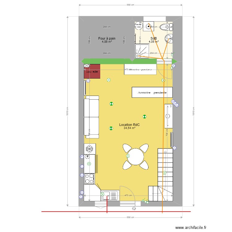 RénoLafeychine_juin22_LocationRdC_EvacO. Plan de 3 pièces et 43 m2