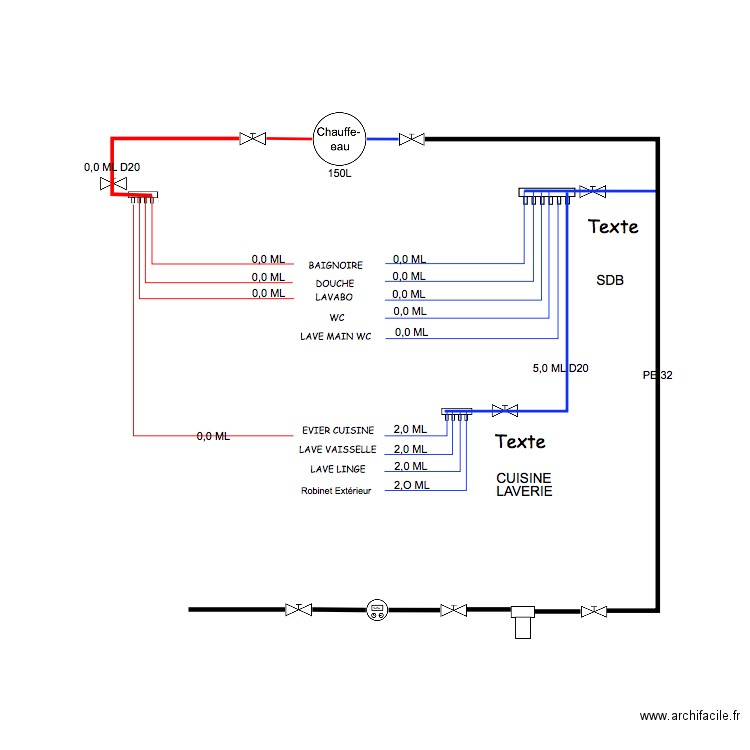 SHEMA PLOMBERIE SANITAIRE . Plan de 0 pièce et 0 m2