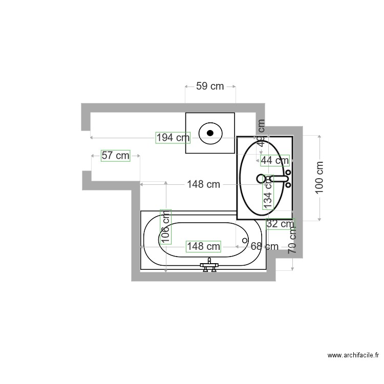 salle de bain. Plan de 0 pièce et 0 m2