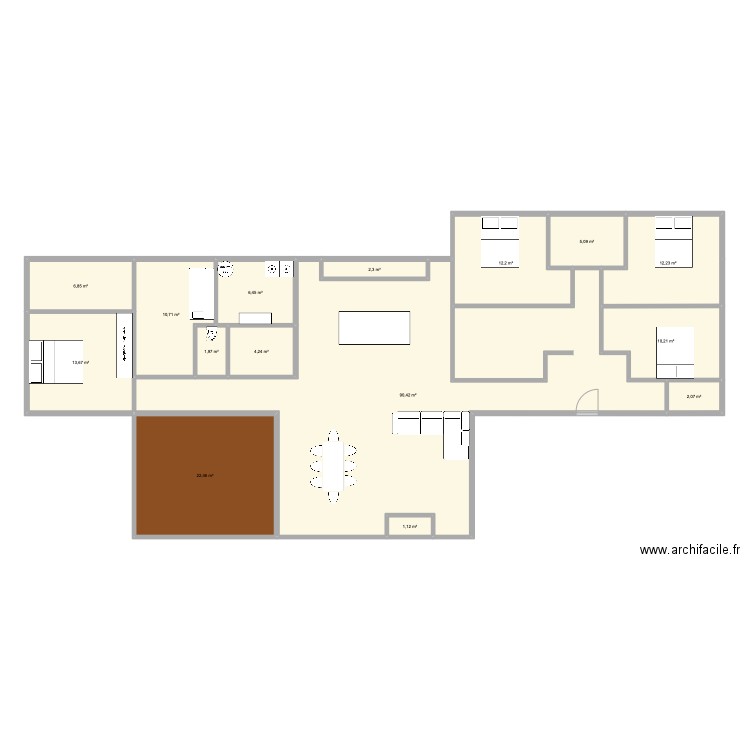 PLAN LA NOE PLEIN PIED. Plan de 15 pièces et 202 m2