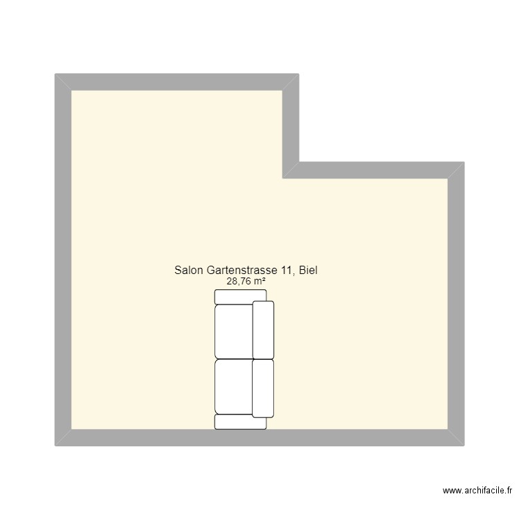 Salon Gartenstrasse 11, Biel. Plan de 1 pièce et 29 m2