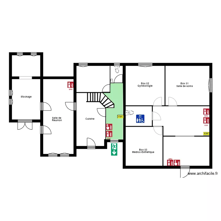 Centre m&eacute;dical St Max RDC bureau. Plan de 