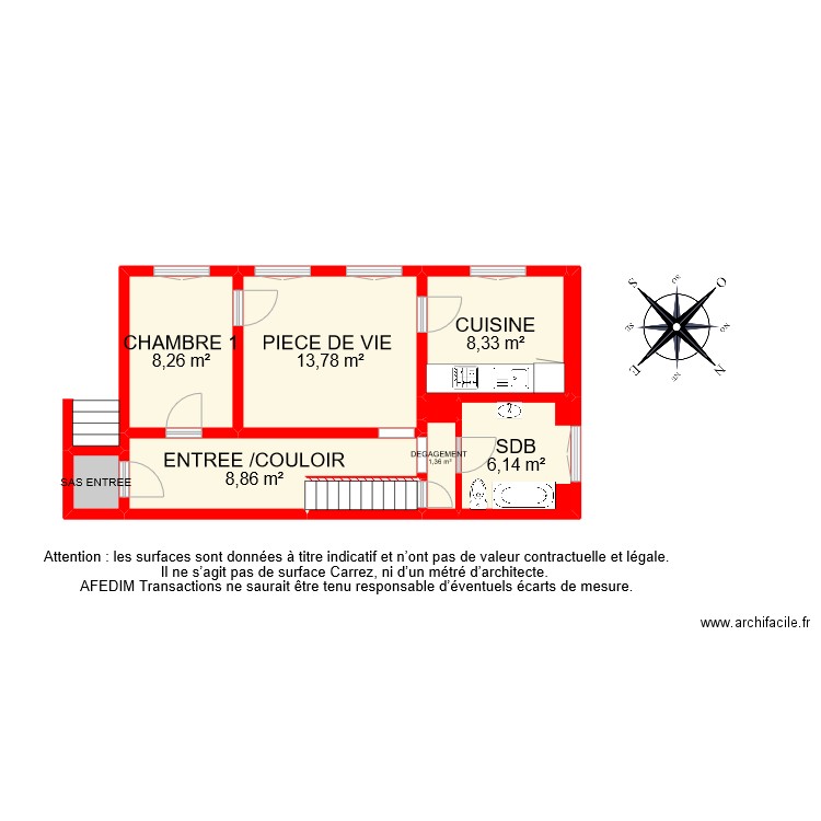 BI 9086 RDC. Plan de 10 pièces et 50 m2