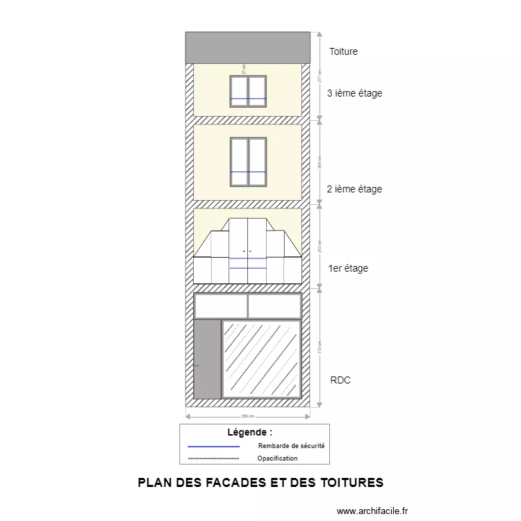 Plan des facades et des toitures. Plan de Plan des facades et des toitures. Plan de