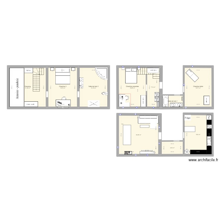 Maison 2. Plan de 10 pièces et 138 m2