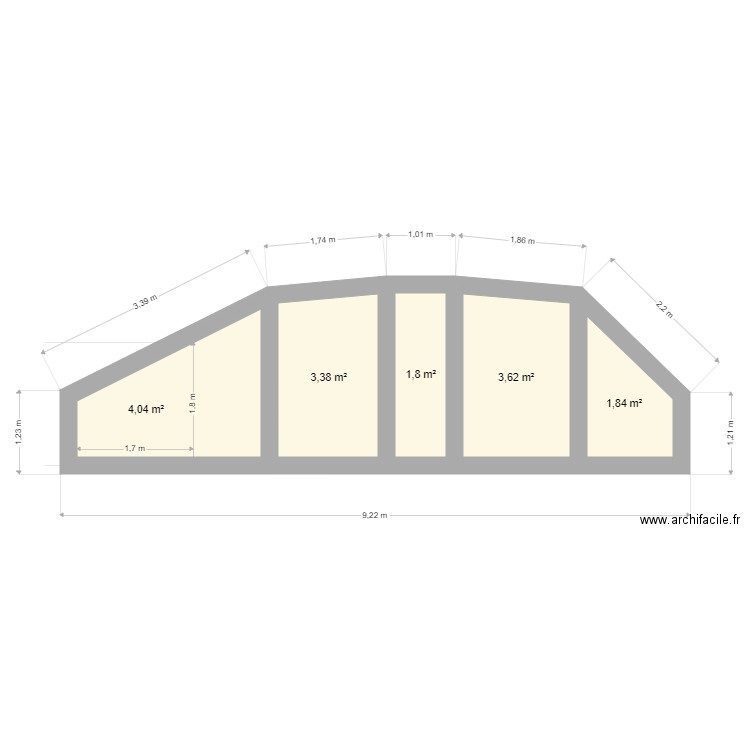 Rampant robert. Plan de 5 pièces et 15 m2