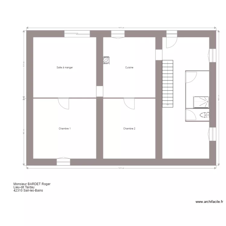 BARDET  Sail les Bains. Plan de 