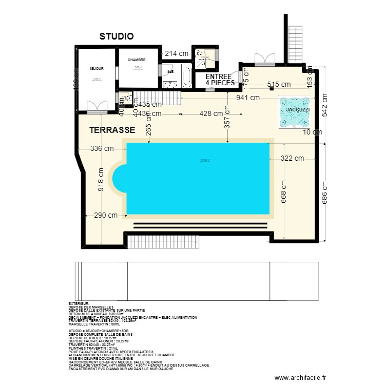 peimeynade piscine 2. Plan de 5 pièces et 190 m2