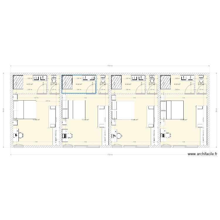 Chambres Chambre. Plan de 12 pièces et 94 m2