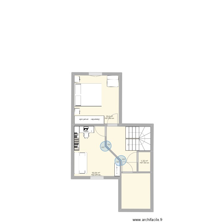 VILLA 306 ETAGE. Plan de 3 pièces et 37 m2