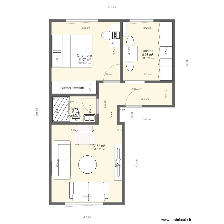 AMAR STAN . Plan de 4 pièces et 39 m2