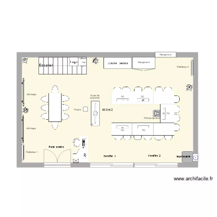 Am&eacute;nagement salle multim&eacute;dia. Plan de 